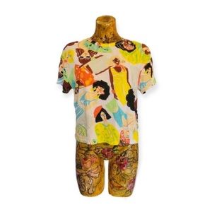 ZARA tshirt top Small short sleeve colorful